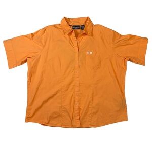 Harley-Davidson Button Up Shirt Women's Size 2W Plus‎ Orange Embroidered